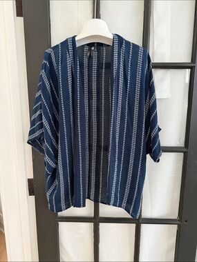 Orb Indigo Patterned Open-Front Kimono